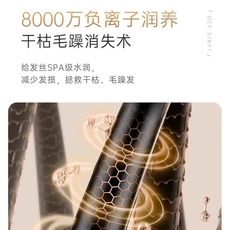 小熊(Bear)吹风机 可折叠 静音负离子不伤发电吹风小型便携宿舍吹头发吹风筒护发 米白色 DCF-S16Y1高清大图