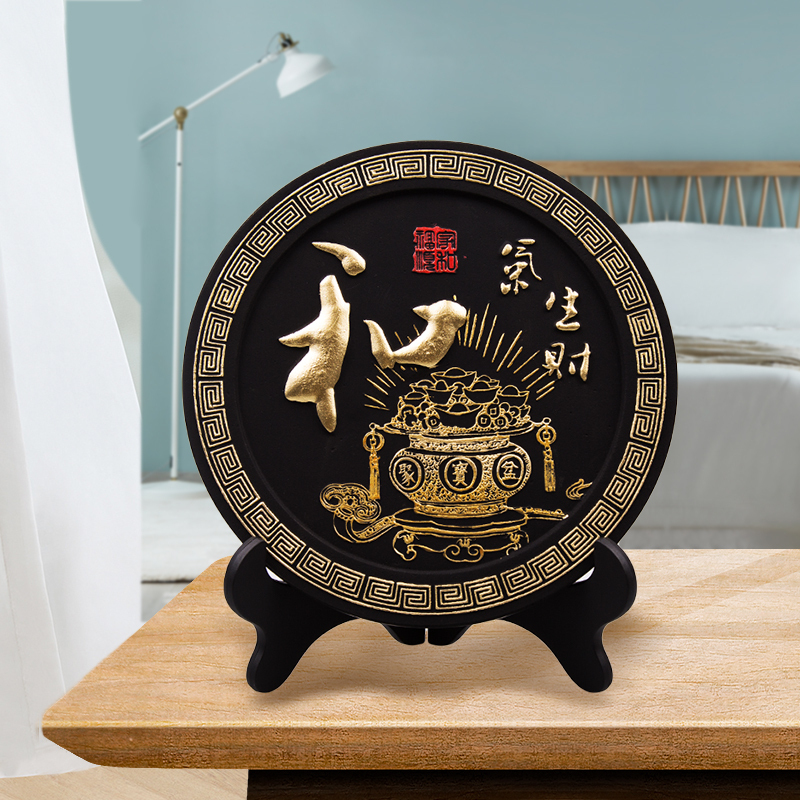 绿之源 活性炭雕摆件工艺品客厅家居装饰品开业礼物乔迁新居家和福顺四件套装婚庆礼物新年年会礼物 和气生财
