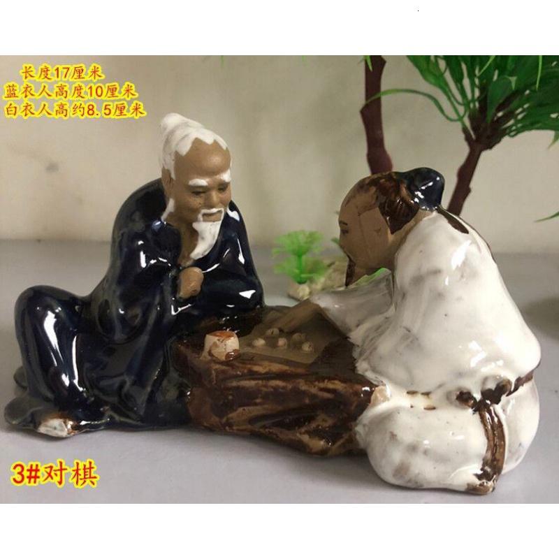 假山盆景小摆件配件陶瓷摆件吸水石流水中小人物下棋对棋园艺用品 三维工匠 夫妻音乐高清大图