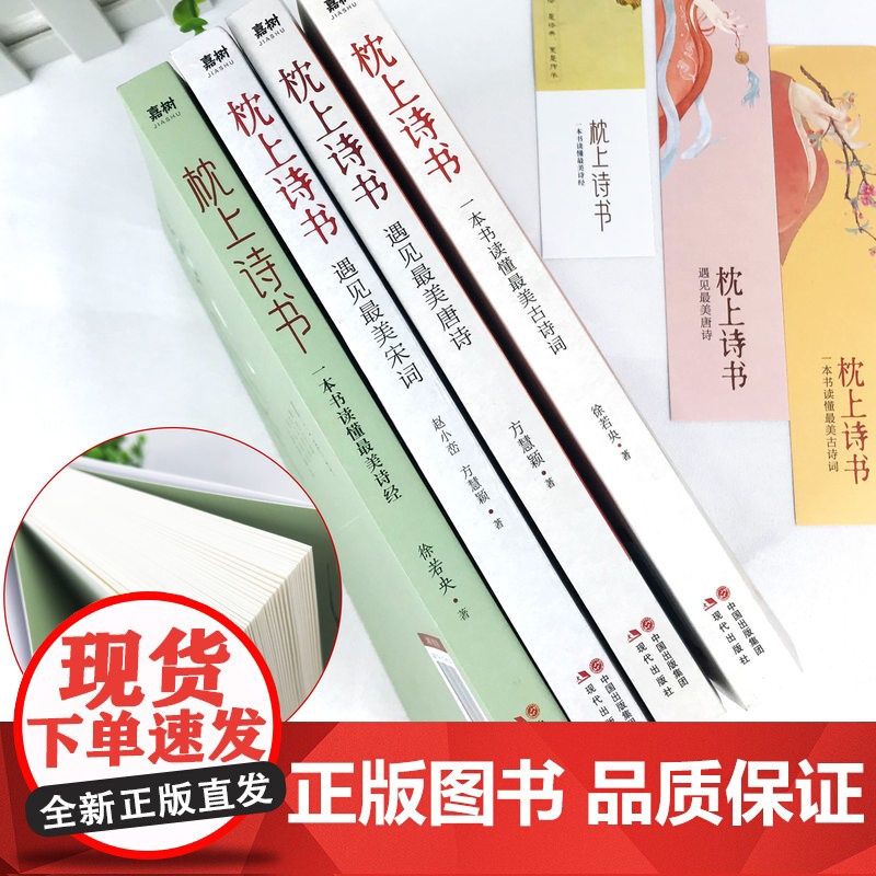 枕上诗书系列全套共四册正版中国诗词大会经典古诗词鉴赏李清照苏轼渔歌子唐诗宋词书彩图附带插画唯美名家国画诗词歌赋高清大图