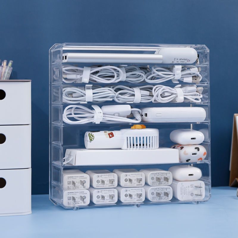 江辰乐特大8格数据线收纳送10条绑带数据线收纳盒分隔整理充电器理线