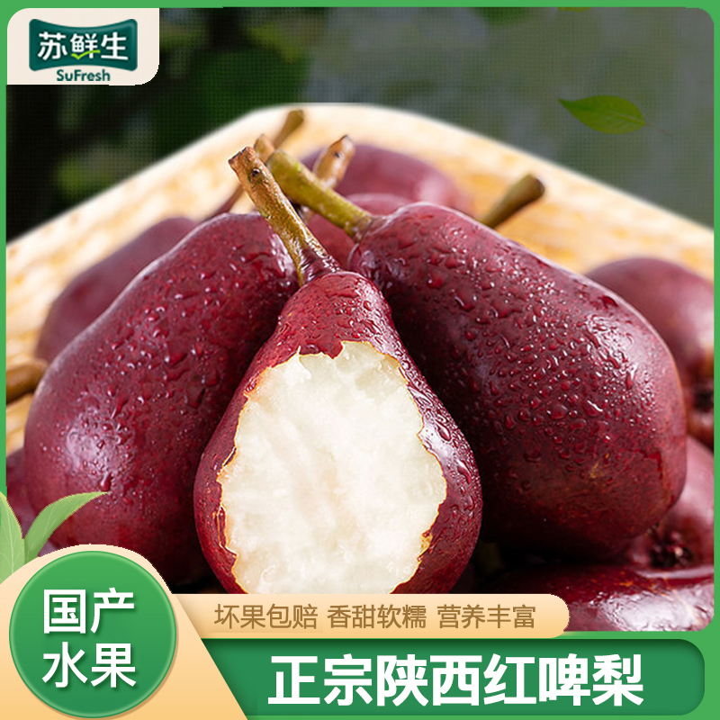 【苏鲜生】陕西红啤梨 净重5斤 小果 当季水果梨子新鲜红皮彩虹香软糯梨太婆啤酒梨整箱