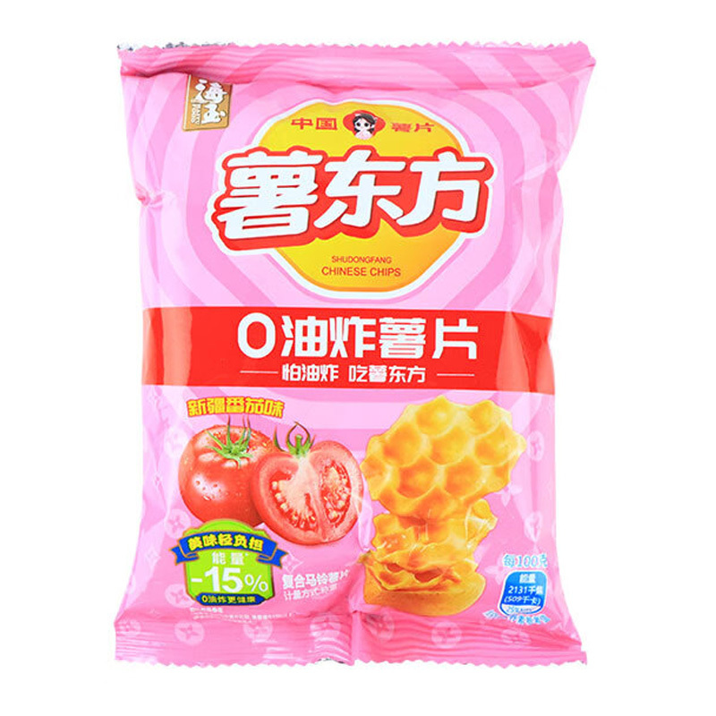 海玉薯东方土豆薯片休闲零食充气包非油炸新疆番茄味20g*15袋