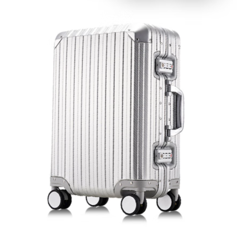 瑞德姆(REDURM)全铝镁合金行李箱登机箱小型旅行箱出差拉杆箱男女密码箱 时空银 -3D纹防刮耐磨硬箱 20英寸