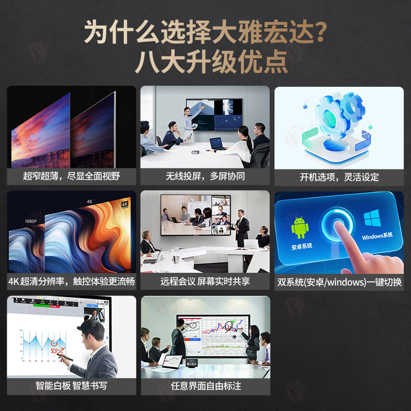 大雅宏达 企业智能会议机一体机65英寸带1300w摄像头不含移动支架GSG65RPYS13高清大图