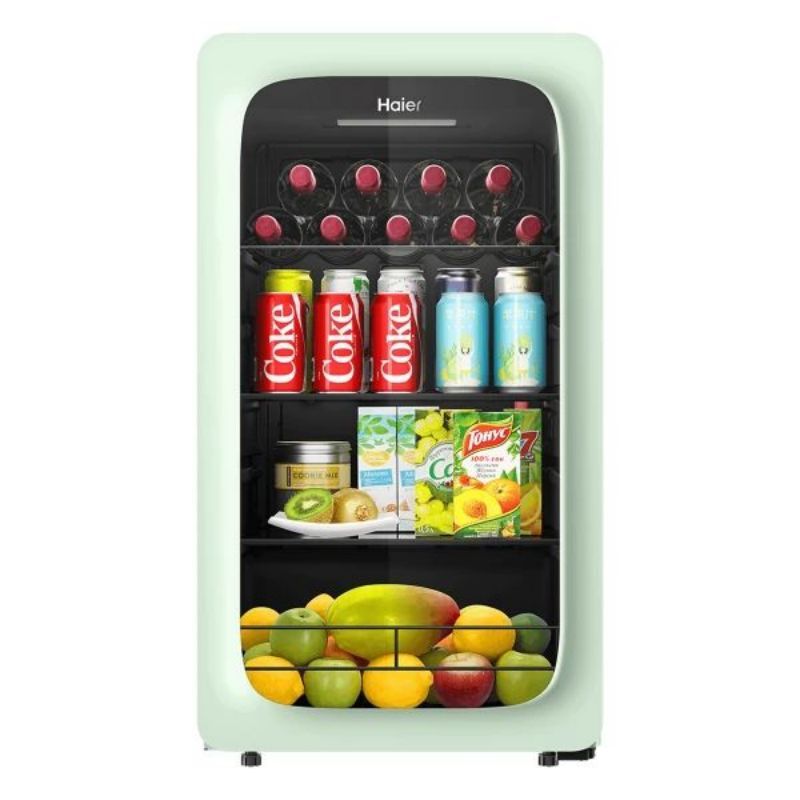家用客厅小型饮料水果藏鲜柜迷你冰箱茶叶保鲜柜囤货暖藏柜92升烟波绿
