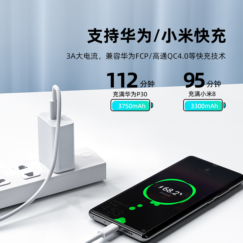 双头type-c PD 3A数据线(2条装)ctoc充电线适用于华为荣耀小米双向快充线高清大图