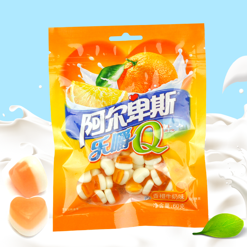 阿尔卑斯乐嚼Q香橙味橡皮糖60g*10