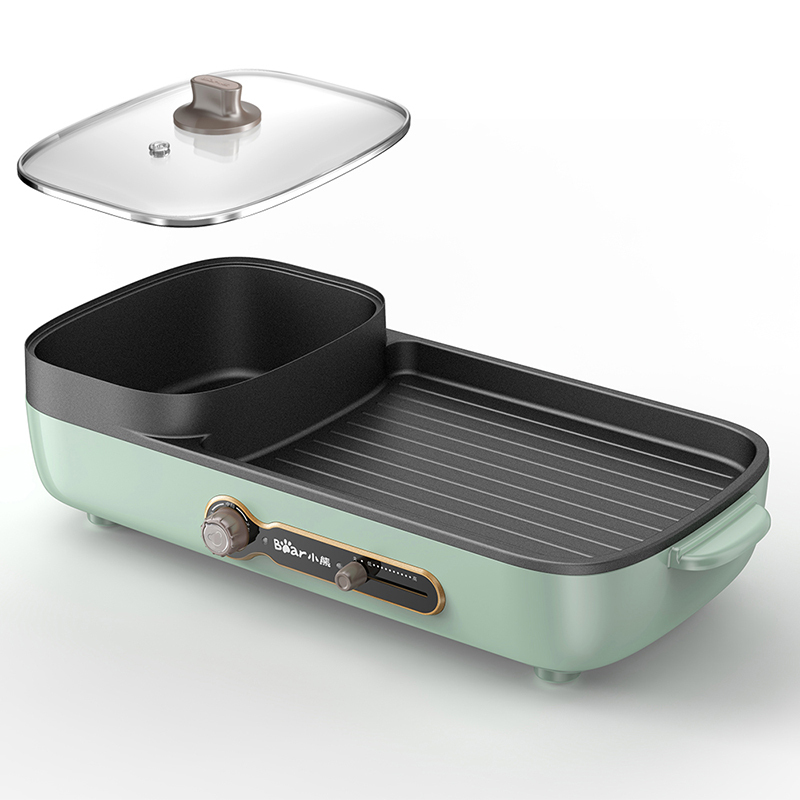 小熊beardklc15g1电烧烤炉多功能电火锅家用无烟电烤炉烤肉机烤涮一体