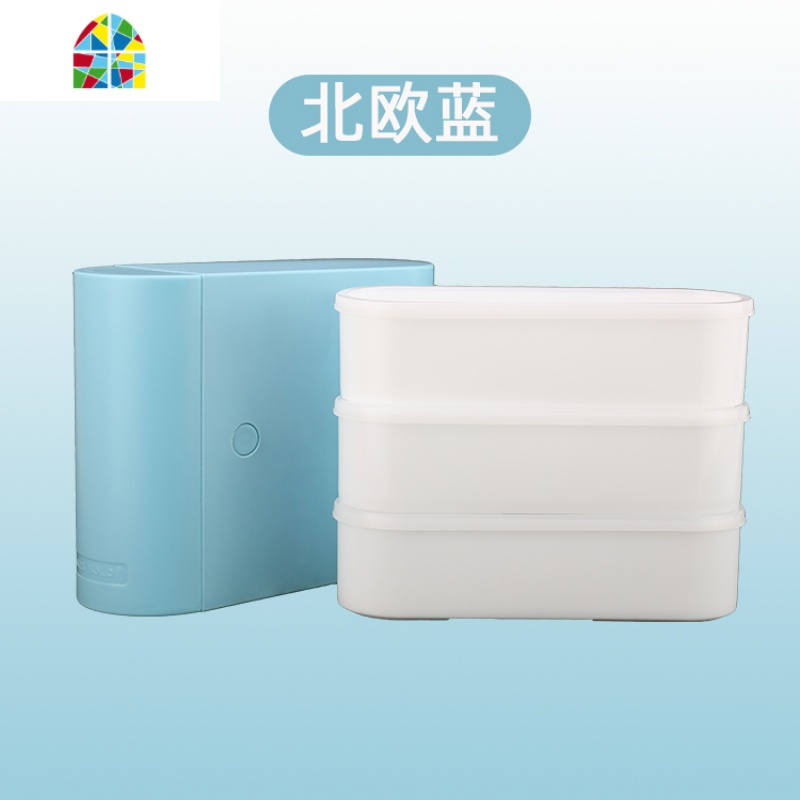 便携便当盒上班族健身水果饭盒学生餐盒分隔不串味微波可加热 FENGHOU LUNCHBOXUINT蓝1.2L