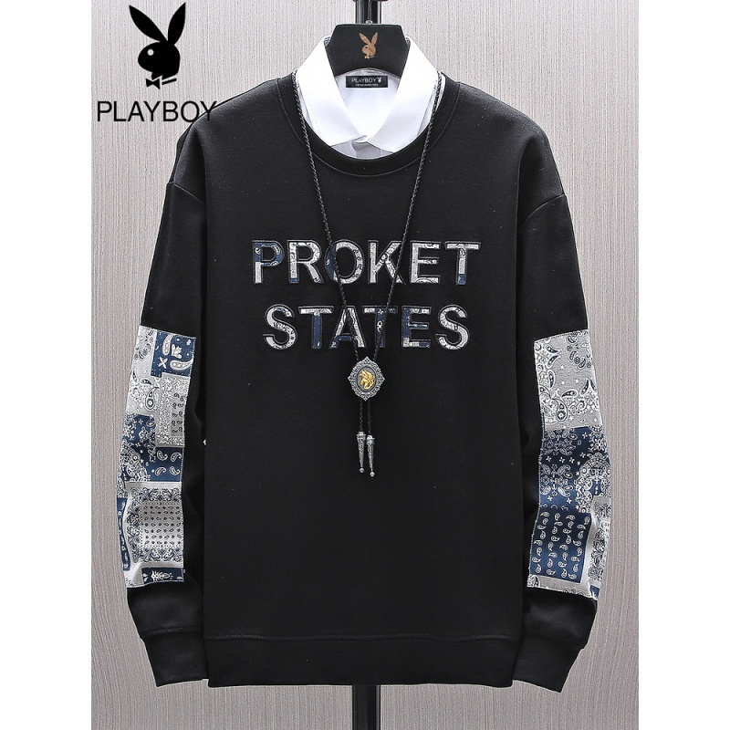 花花公子潮流ins卫衣男士长袖t恤韩版宽松打底上衣潮牌学生体恤衫