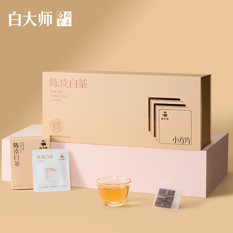 白大师福鼎白茶2016年寿眉白茶陈皮白茶袋泡茶叶礼盒装120g*1套高清大图
