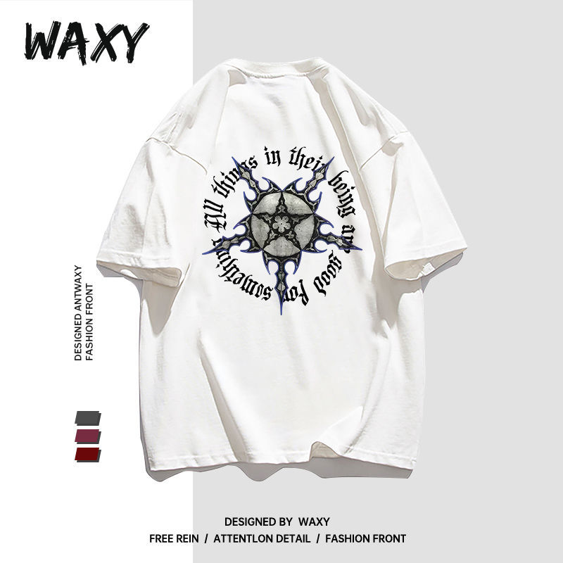 WAXY纯棉短袖T恤女夏季新款街头嘻哈潮流印花打底衫学生宽松韩版