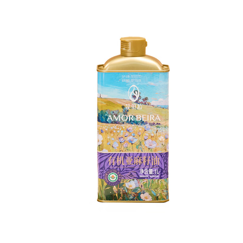 艾贝拉 食用植物有机冷榨亚麻籽油礼盒1L*2高清大图