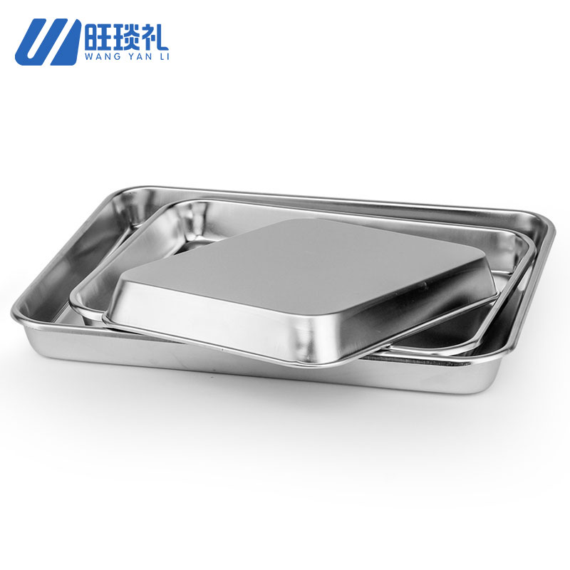 旺琰礼 加厚304不锈钢方盘 食堂蒸饭盘大容量烤鱼盘托盘 40X30X4.8/个高清大图