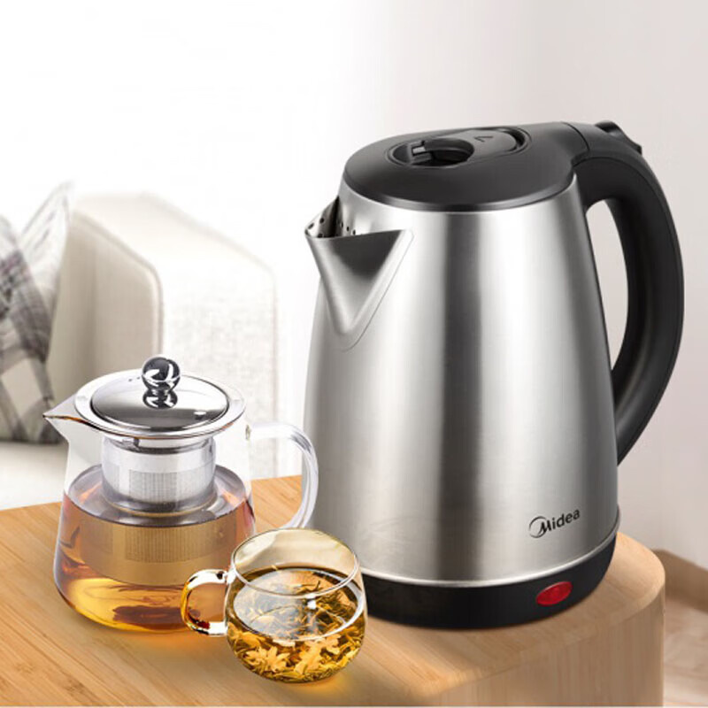 美的(Midea)AEK1719 电热水壶家用便携双层防烫不锈钢内胆电水壶1.5升电开水壶高清大图