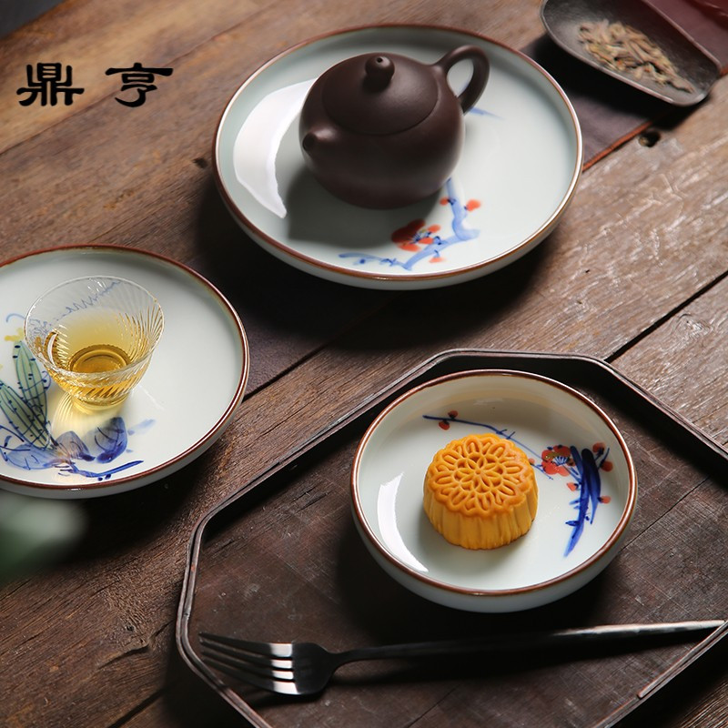 鼎亨茗器坊中式手绘茶盘壶承干炮台景德镇特色青花瓷茶点盘茶点碟