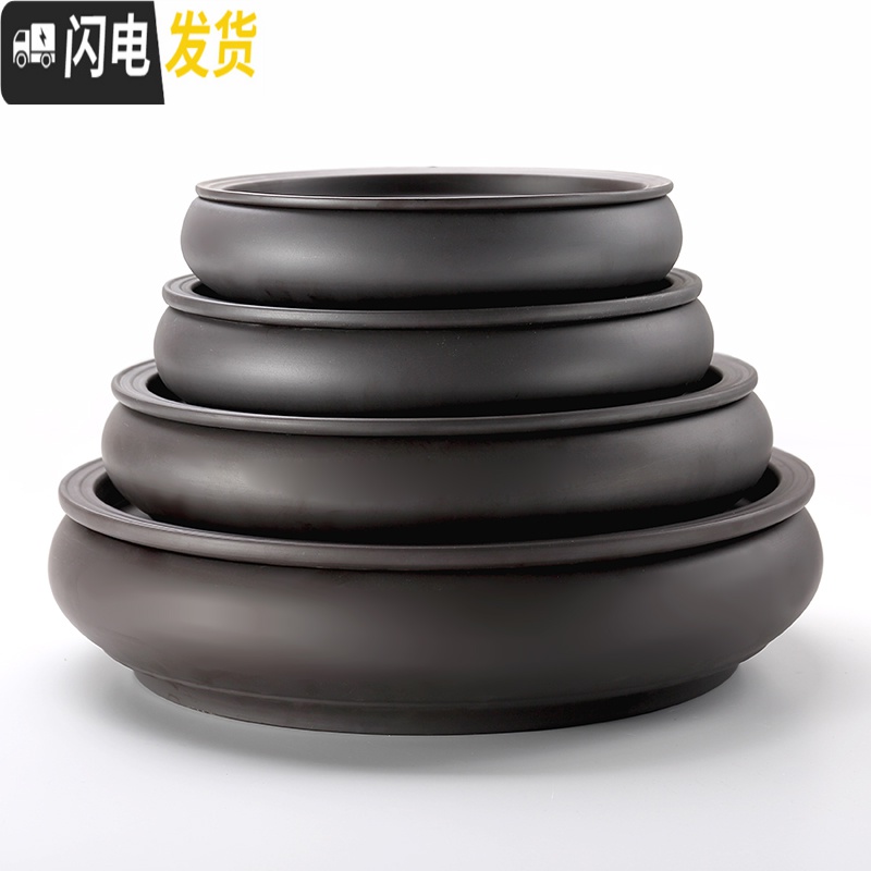 三维工匠紫砂茶盘大号圆形宜兴茶具茶海双层功夫储水单个家用办公室陶瓷 10寸朱泥节节高高清大图