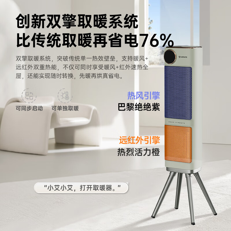 艾美特(Airmate) 取暖器家用小型桌面暖风机速热轻音节能便携电暖器办公室卧室宿舍热风机暖HP21-SR57高清大图