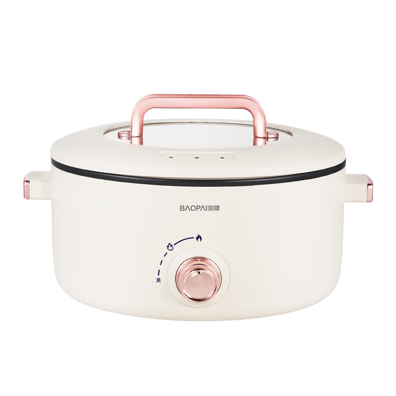 豹牌 多功能电火锅 满足各种烹饪需求 3.5L大容量 双档火力 不沾涂层 BP-WD727 米色 / 台