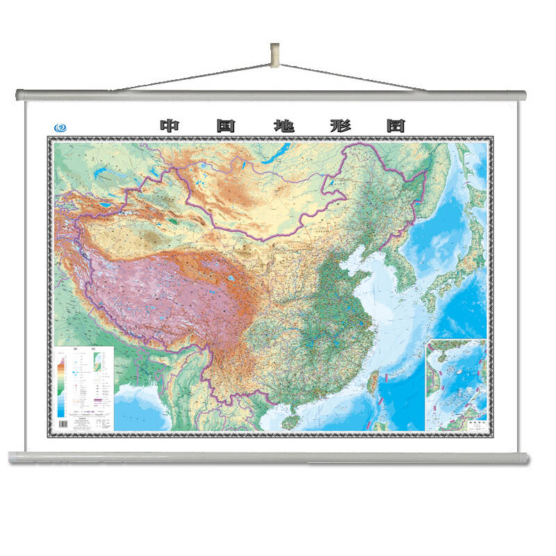 正版新书]中国地形图-中国地形覆膜地图-两全张-1540mmx1100mm本