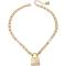 盖尔斯(GUESS)金色链条锁扣项链金属立方锆石女式简约优雅饰品