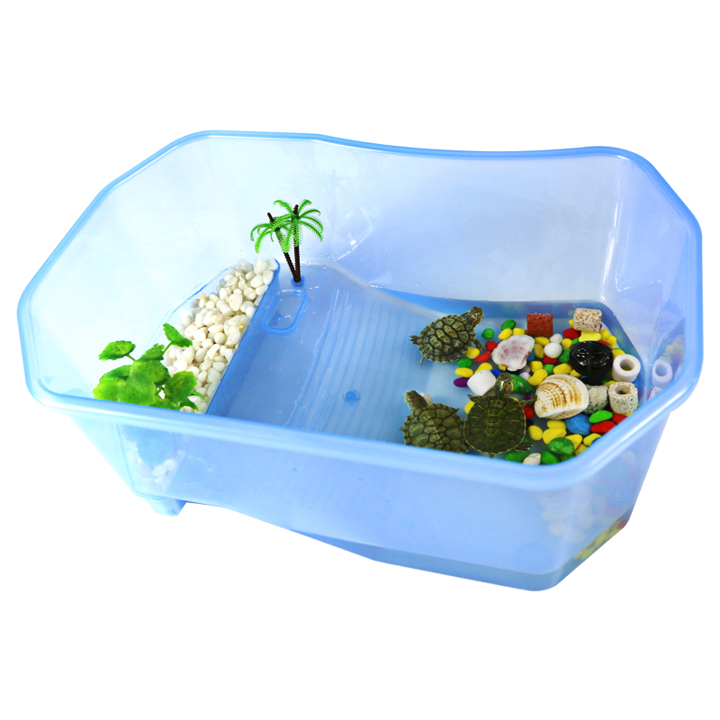 塑料乌龟缸带晒台别墅 大号龟盆排水口 养大乌龟专用缸 水陆缸