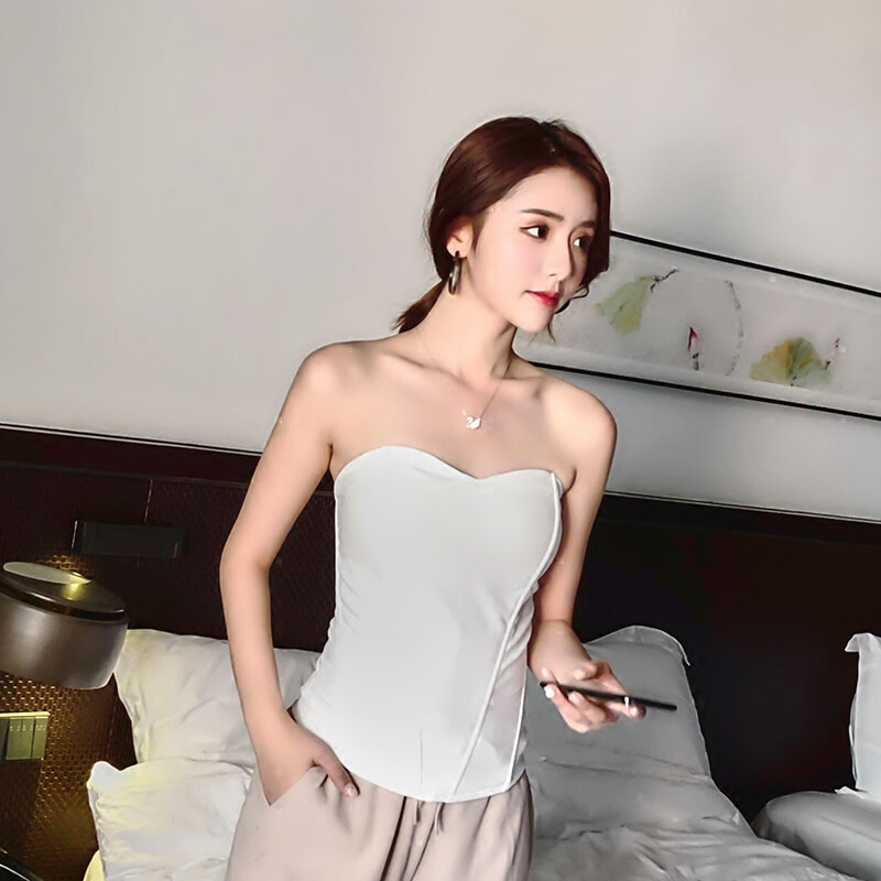 裹胸上衣女夏外穿打底带内搭防走光小背心短款性感露肩抹胸式