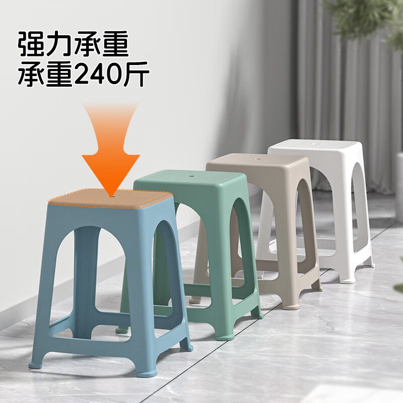禧天龙(Citylong) D-2077凳4个装(冰河灰)家用茶几凳可叠放浴室滑大凳子简约踩脚成人方凳高清大图