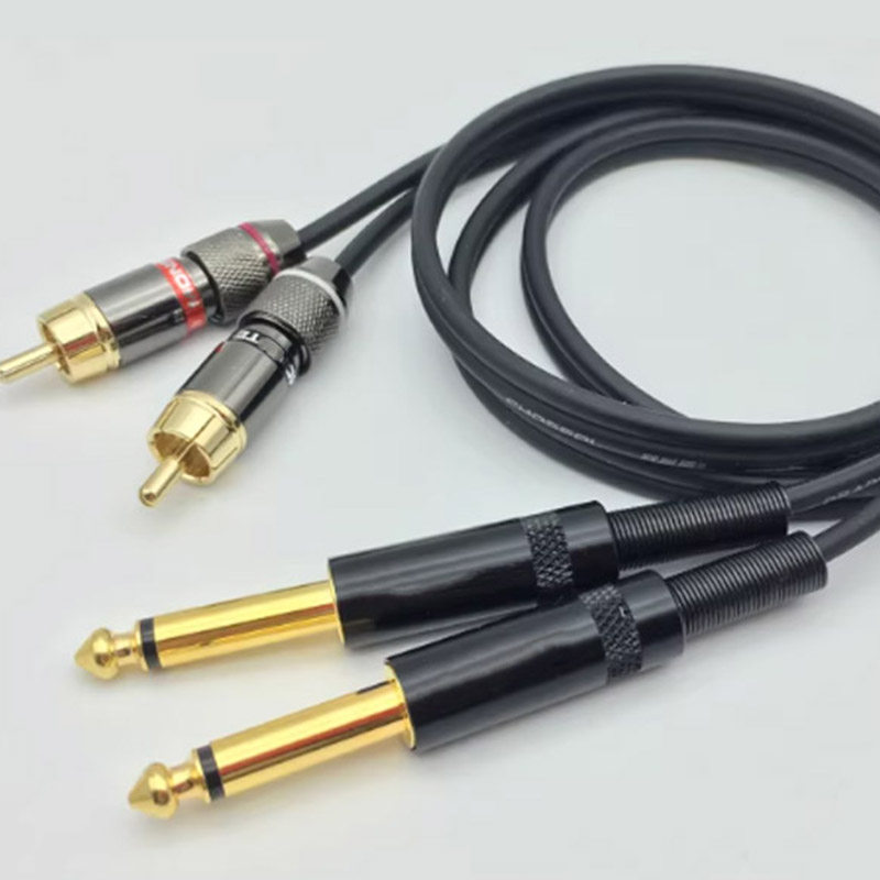 智美环球 发烧级音频线 6.5转莲花RCA转6.35调音台音频线 黑色 30m高清大图