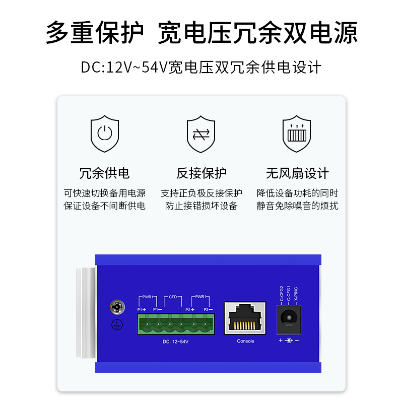 博扬 工业级管理型交换机 4光8电千兆SFP 宽温宽压导轨式VLAN以太网光纤交换机含电源不含模块BY-ISMG4081