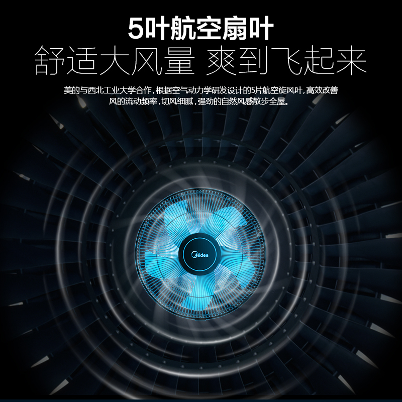 美的(Midea) 电风扇 FS40-15QW 五叶机械 可升降 摇头定时 落地扇 空调伴侣