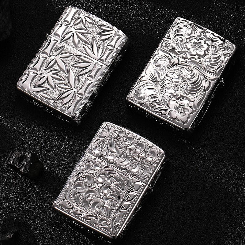 美国ZIPPO打火机 芝宝 新款镀白金盔甲富贵兰草 唐草繁花似锦