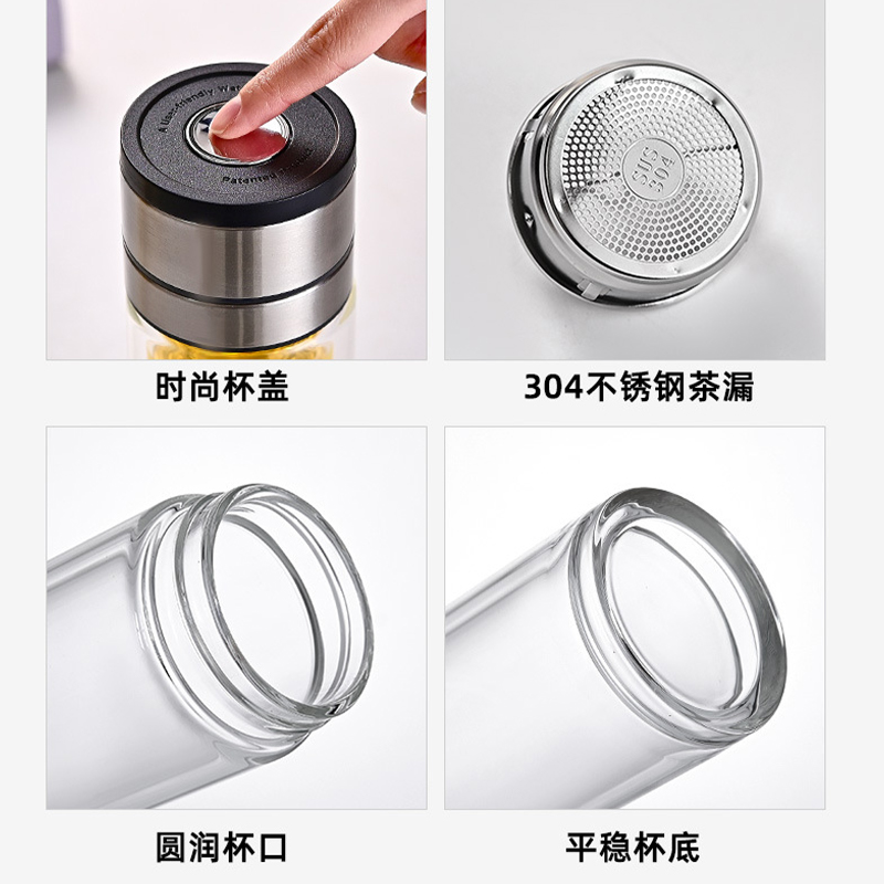 攸双层玻璃杯500ml个高清大图