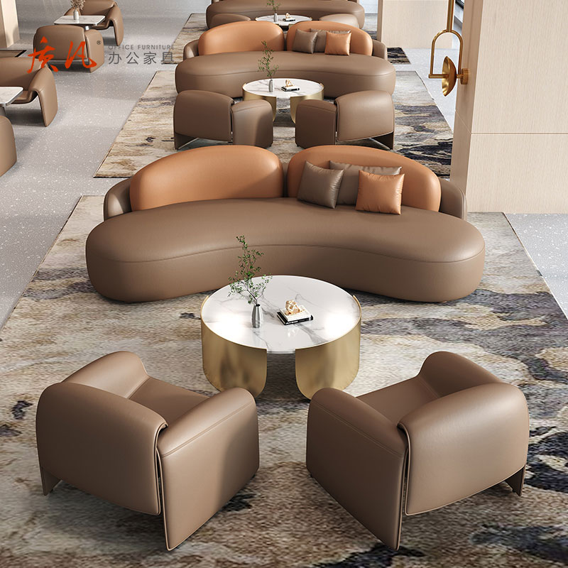 质凡酒店大堂大厅贵宾会所休息区洽谈沙发组合 长180沙发高清大图