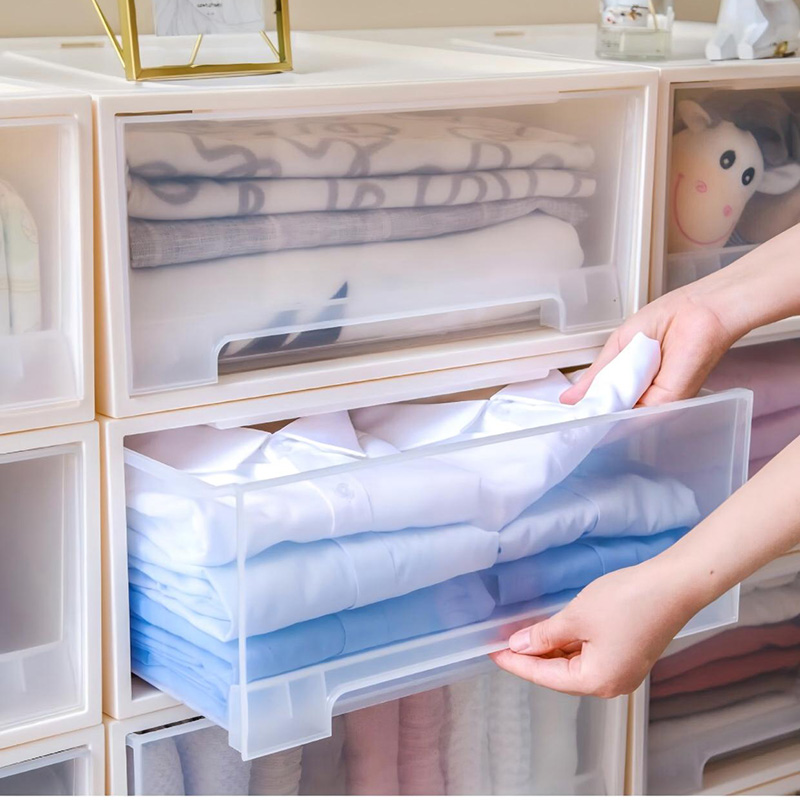 禧天龙(Citylong) 3个 收纳箱3L家用衣服折叠整理盒单层抽屉柜G-5210 透明白高清大图