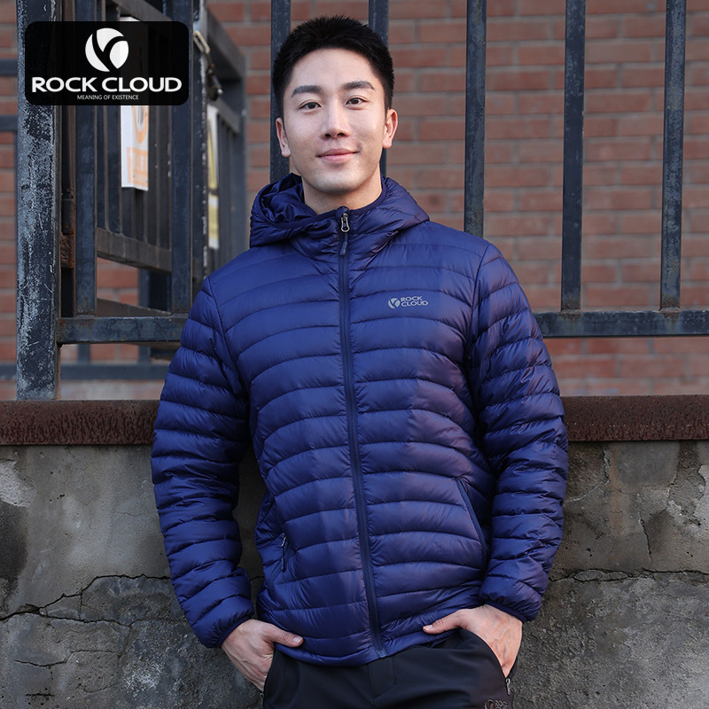 岩云/RockCloud 男子 户外休闲防泼水700蓬鹅绒连帽轻薄羽绒服