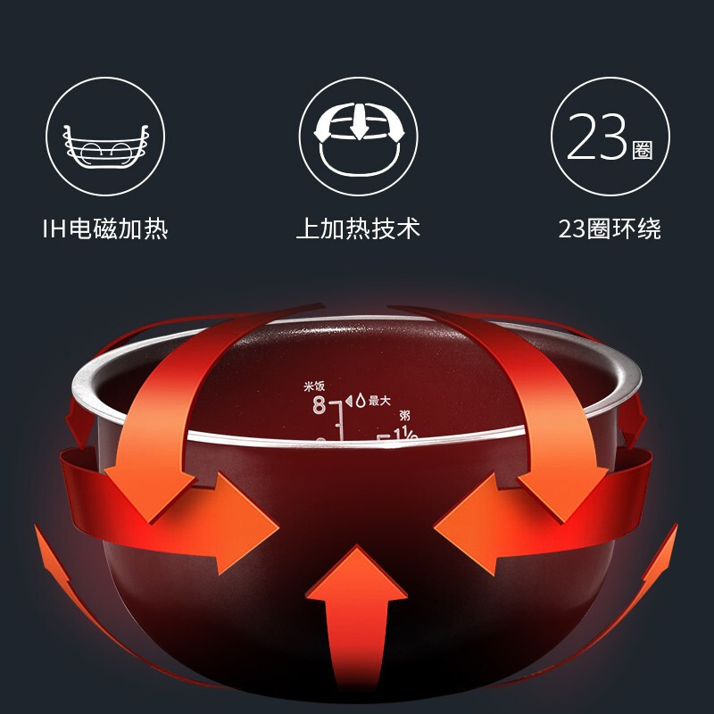大宇(DAEWOO)电饭煲电饭锅 4L 家用IH电磁加圆灶精铁内胆FB01白色
