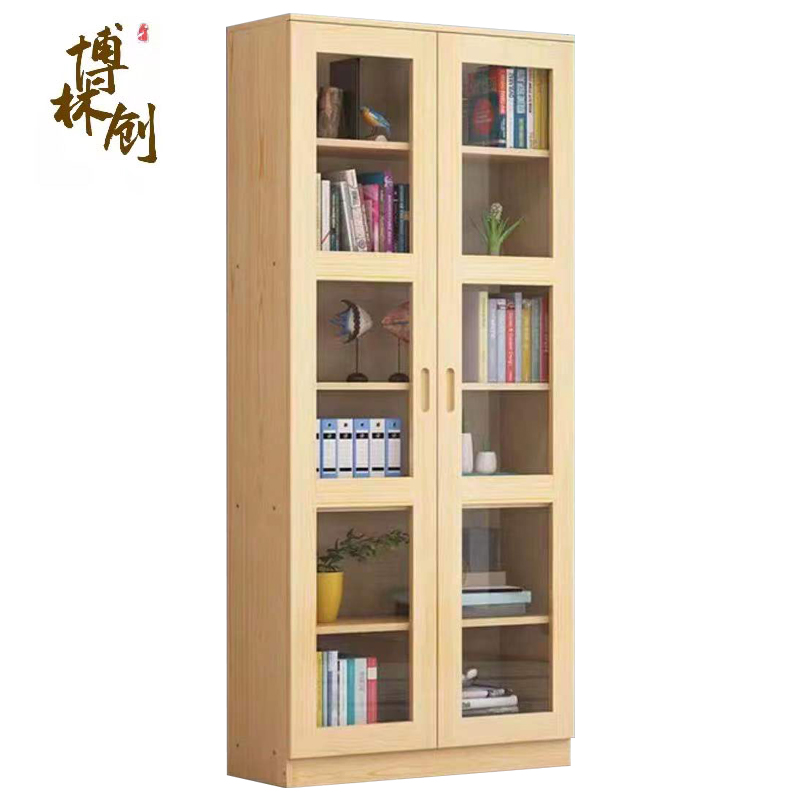 博林创 松木书柜 0.8米二门 /个高清大图