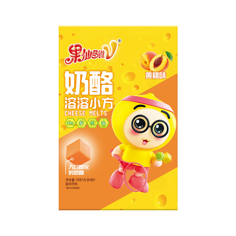 果仙多维V 儿童零食儿童溶豆奶豆点心奶酪溶溶小方奶酪溶豆奶豆小馒头黄桃18g