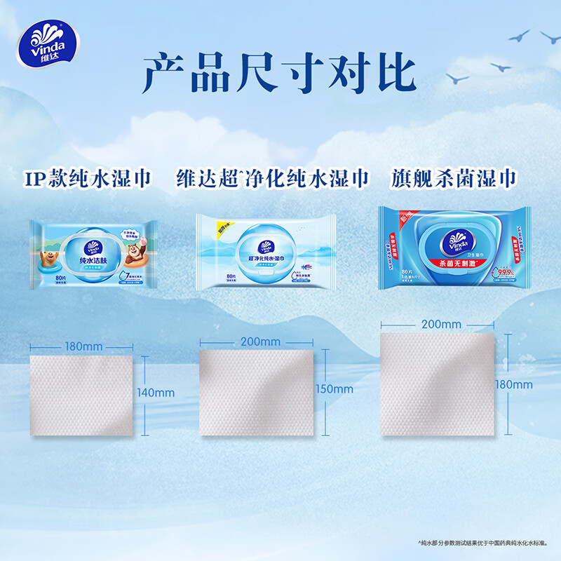 维达纯水湿巾80片*4包高清大图