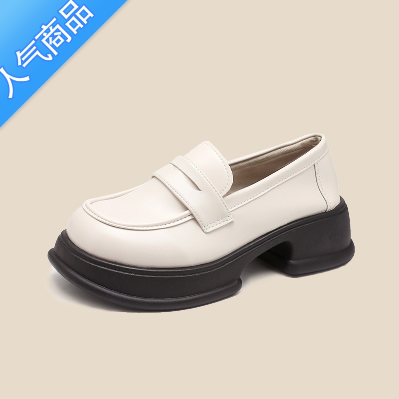 SUNTEK小皮鞋女2023春季新款英伦风jk粗跟厚底乐福鞋女学院休闲百搭单鞋高清大图