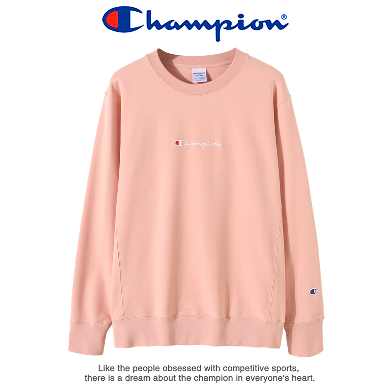 Champion 冠军春季刺绣情侣女士纯色圆领无帽运动卫衣潮上衣男 9057
