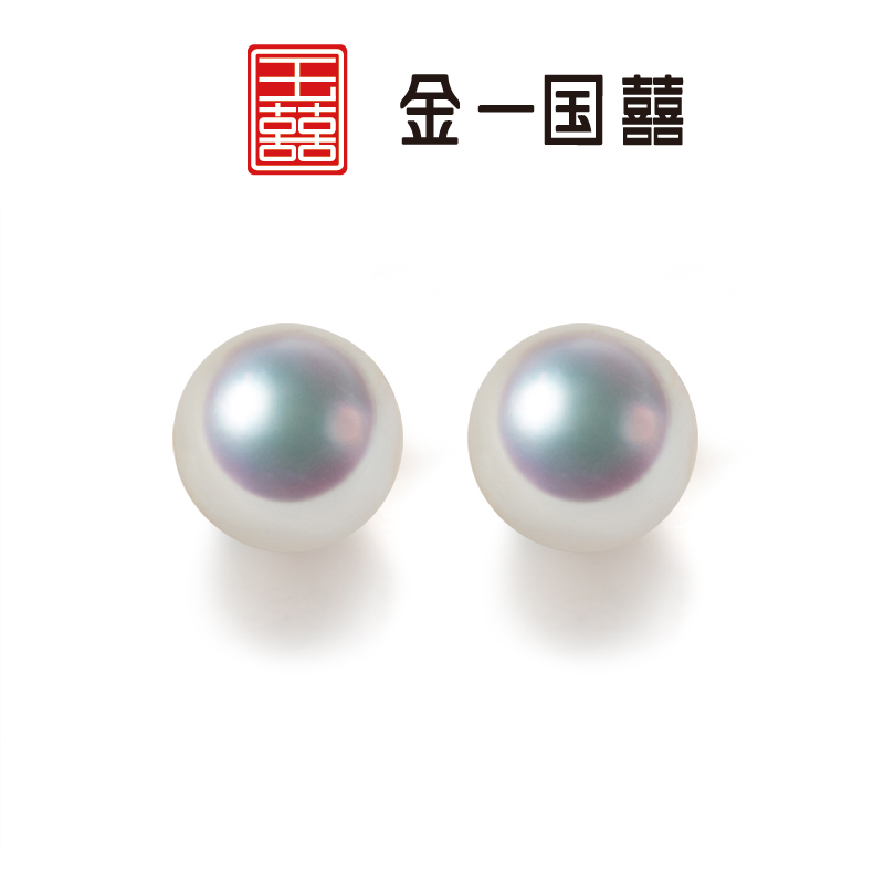 金一国囍18K金淡水珍珠正圆无暇心语女士珍珠耳饰送妈妈婆婆送女友礼物珠宝首饰（定价）CIF002