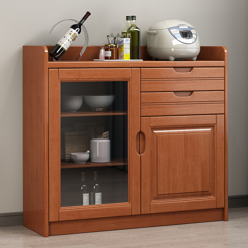 青木川 实木餐边柜酒柜一体餐厅客厅家用办公室茶叶柜一米小型迷你角柜边柜1米立柜收纳储物柜落地茶水柜高清大图