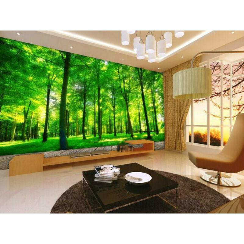 大型3D立体绿色树林电视背景墙纸客厅沙背景墙壁纸卧室风景壹德壹