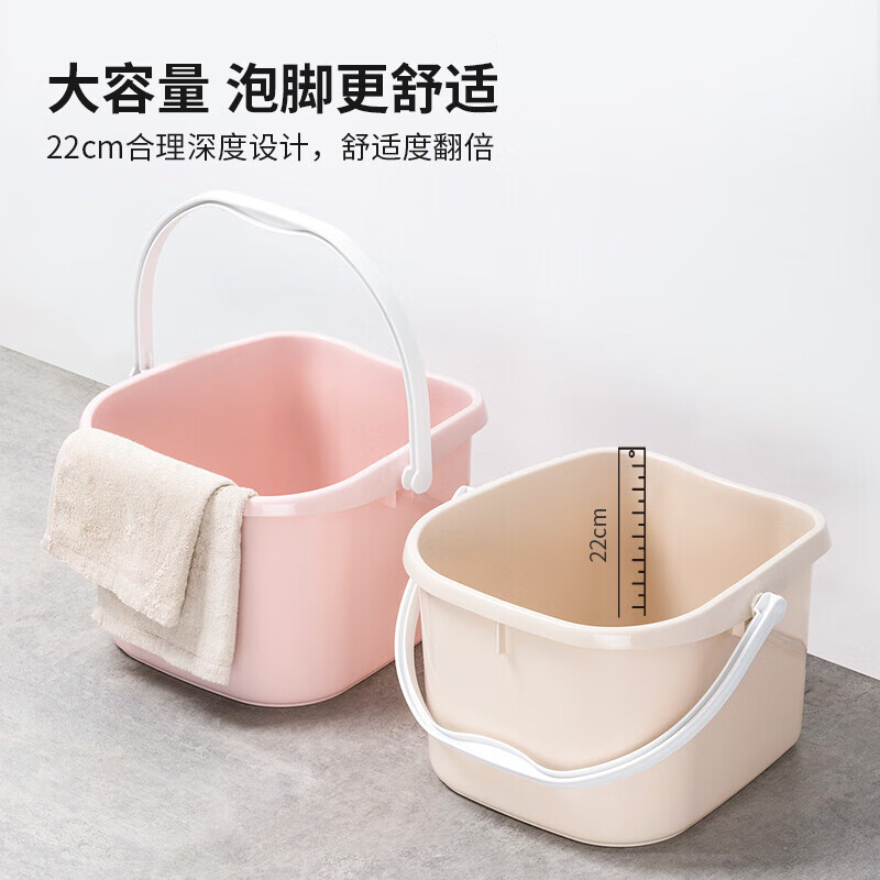 茶花0351泡脚桶洗脚盆 泡脚盆塑料盆 足浴盆足浴桶 塑料桶 浅咖 1只装高清大图