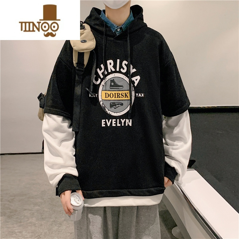 yanxu假卫衣男款男士上衣ins潮牌青少年秋季衣服美式外套