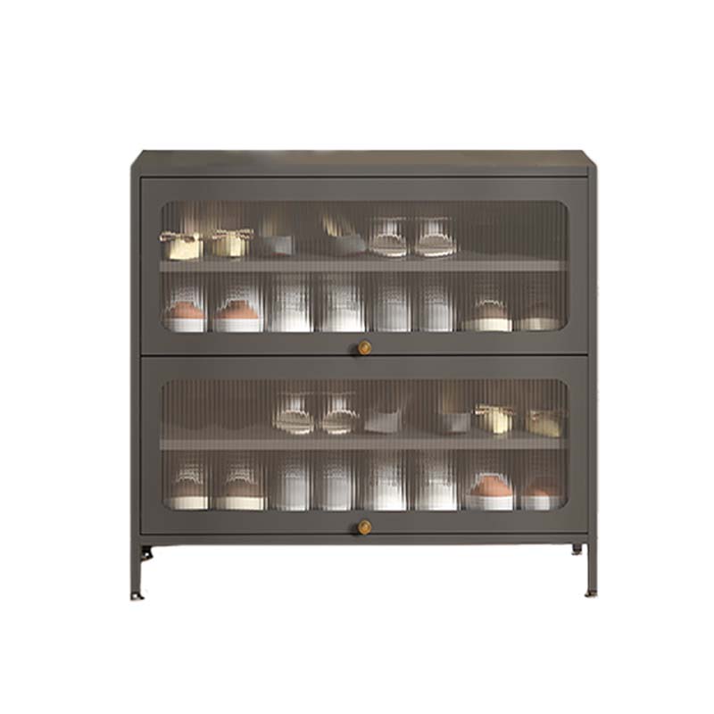 DXBG家用门口鞋柜室内入户储物柜一体翻门钢制2门4层80宽-灰高清大图