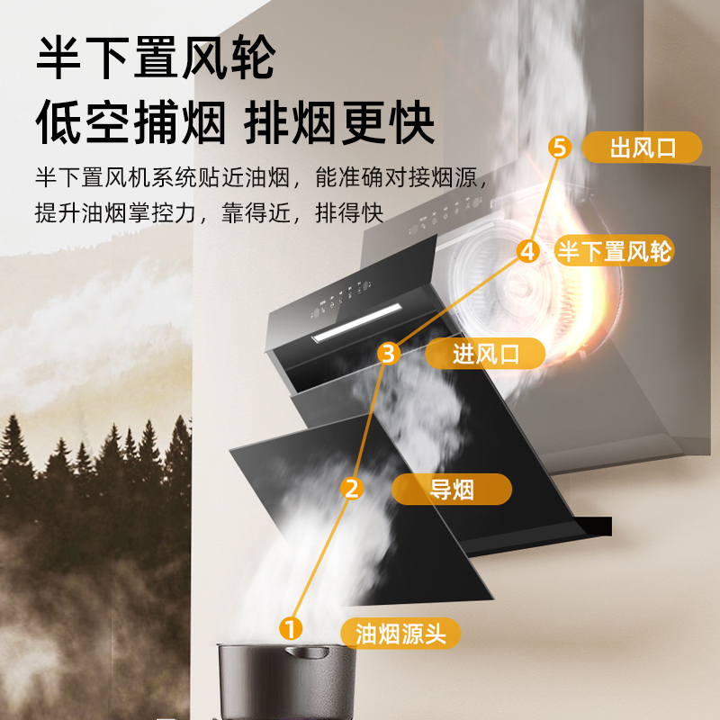 樱雪(INSE)抽油烟机超薄平嵌侧吸式家用厨房烟机23m³大吸力挥手智控自清洗吸油烟机CXW-280-251C2 Max高清大图